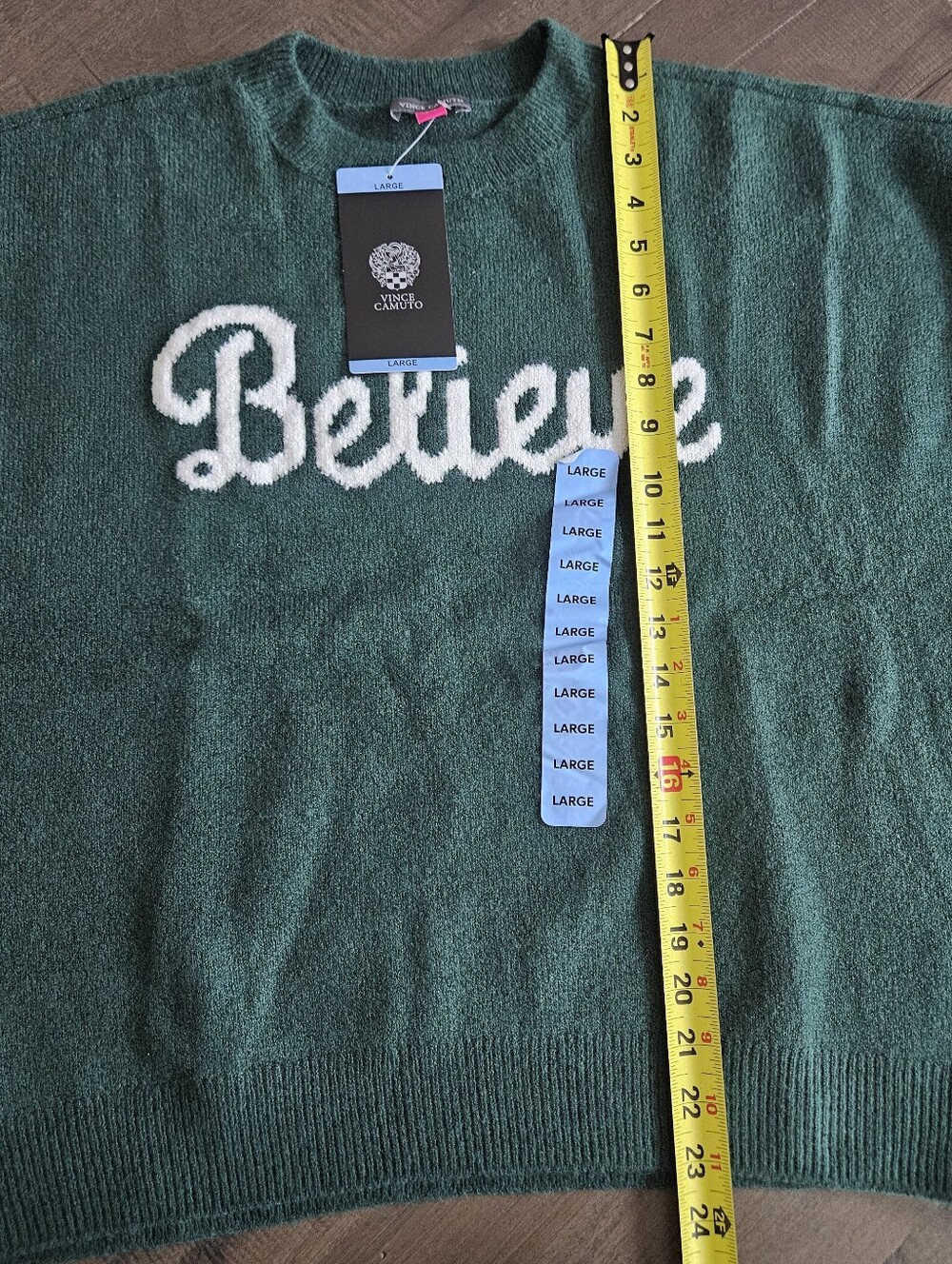 Vince Camuto Knit Sweater Believe Women's Green Holiday Christmas Size Large - Picture 5 of 10